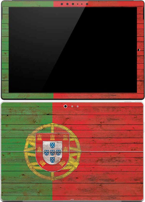 Portuguese Flag Dark Wood Surface Pro 4 Skin